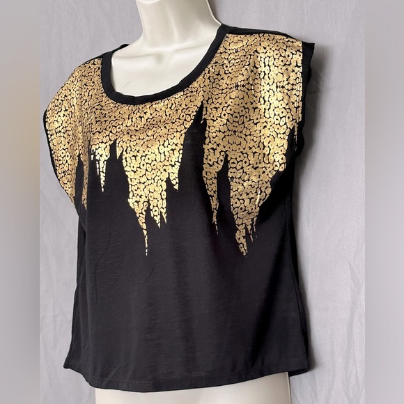 Weavers Women’s Summer Short Sleeve T Shirt With Gold Print Size M - Picture 1 of 4